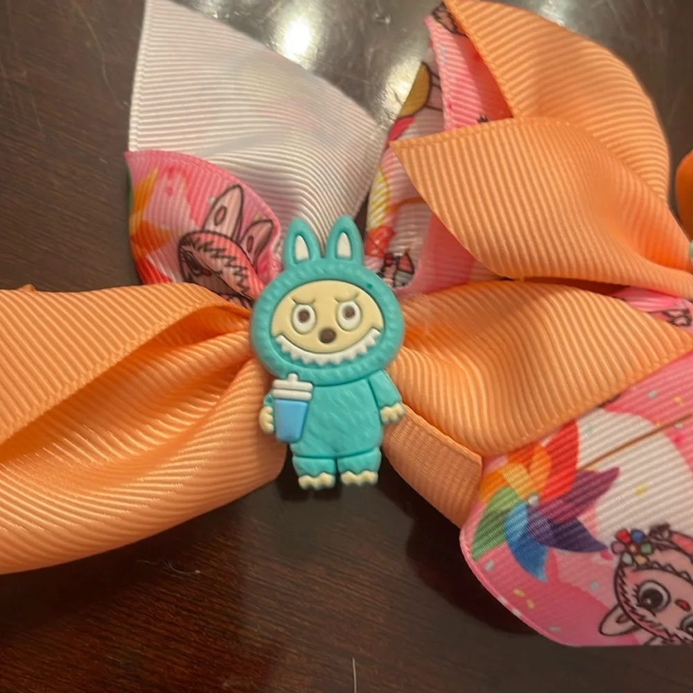 Colorful labubu monster Cartoon Hair Bows nwt set of two